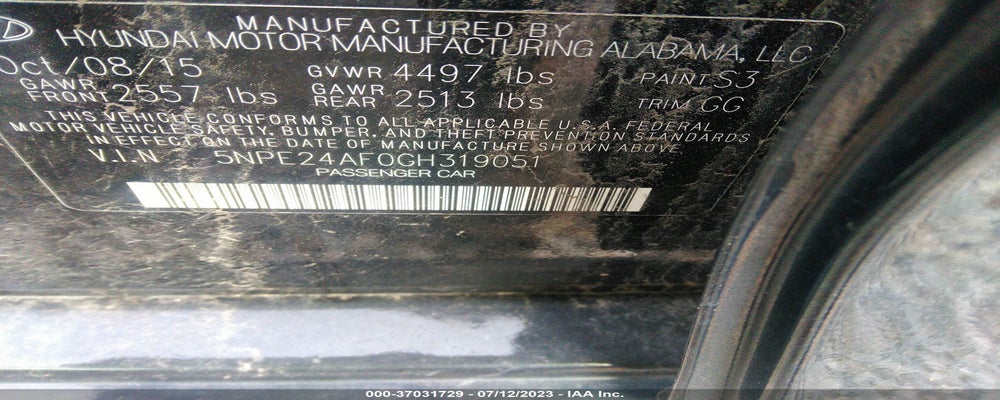 5NPE24AF0GH319051 2016 HYUNDAI SONATA photo no. 9
