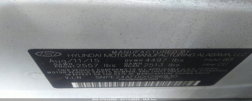 5NPE24AF0GH286830 2016 HYUNDAI SONATA photo no. 9