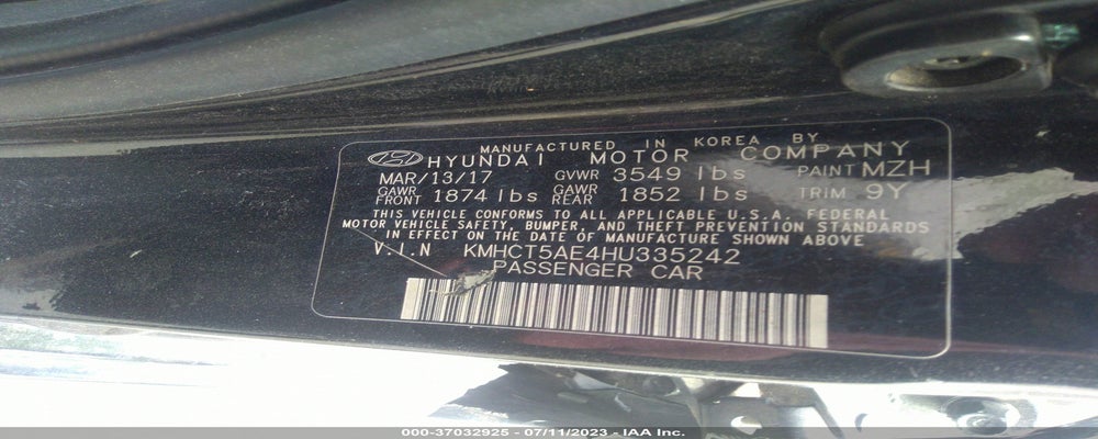 KMHCT5AE4HU335242 2017 HYUNDAI ACCENT photo no. 9