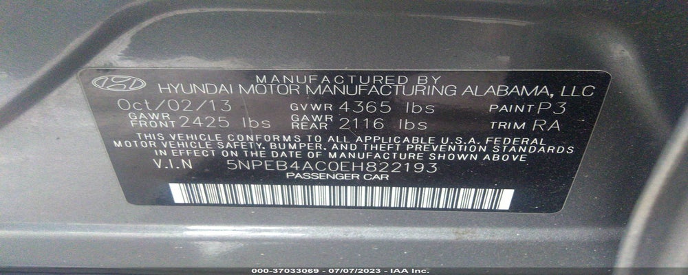 5NPEB4AC0EH822193 2014 HYUNDAI SONATA photo no. 9