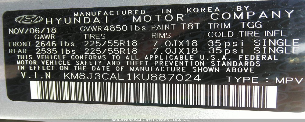 KM8J3CAL1KU887024 2019 HYUNDAI TUCSON photo no. 9