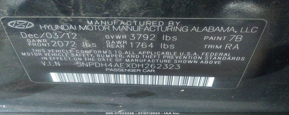 5NPDH4AEXDH262323 2013 HYUNDAI ELANTRA photo no. 9