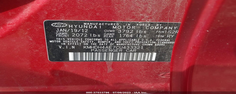 KMHDH4AE7CU433321 2012 HYUNDAI ELANTRA photo no. 9