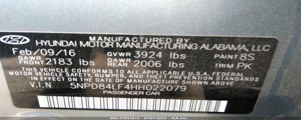 5NPD84LF4HH022079 2017 HYUNDAI ELANTRA photo no. 9