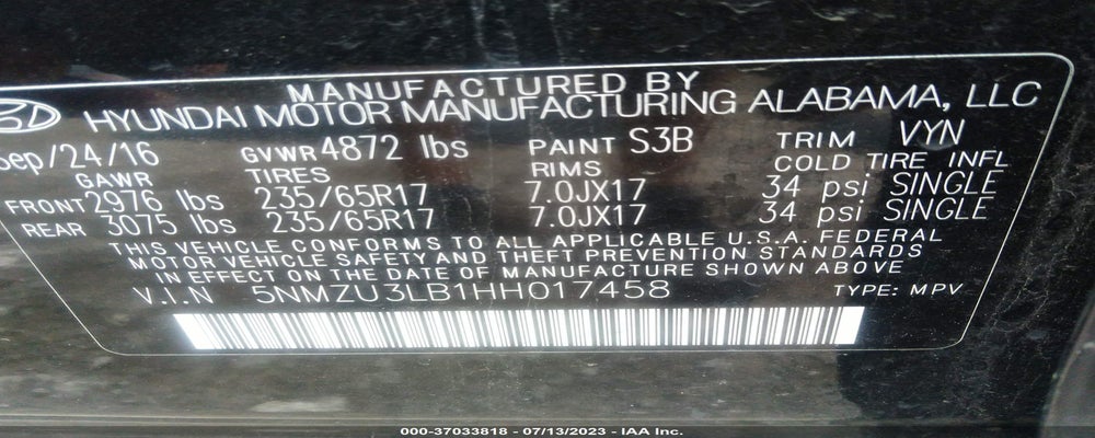 5NMZU3LB1HH017458 2017 HYUNDAI SANTA FE SPORT photo no. 9