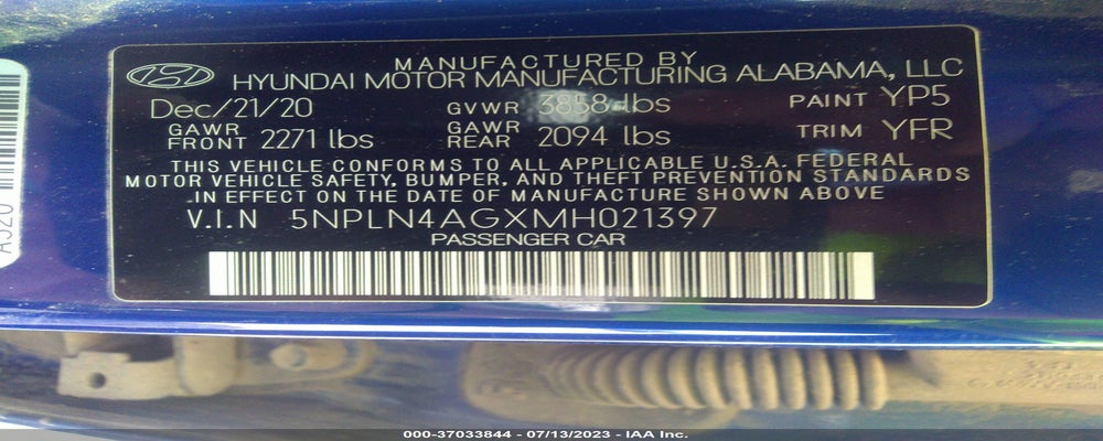 5NPLN4AGXMH021397 2021 HYUNDAI ELANTRA photo no. 9