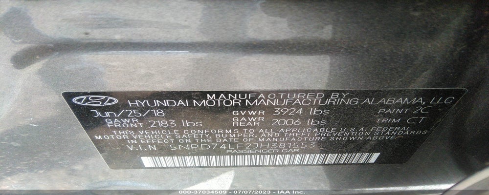 5NPD74LF2JH381553 2018 HYUNDAI ELANTRA photo no. 9