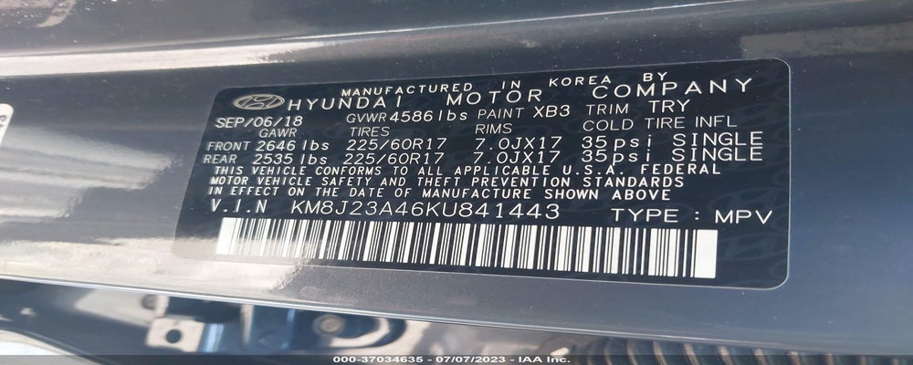 KM8J23A46KU841443 2019 HYUNDAI TUCSON photo no. 9