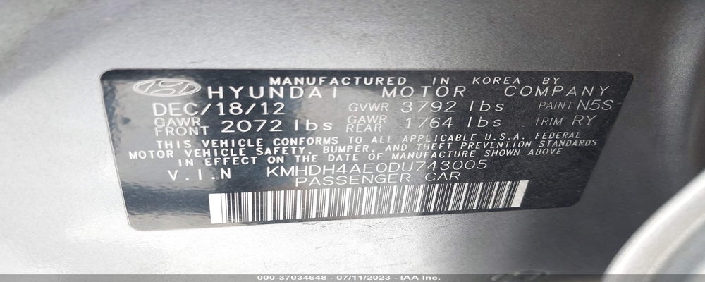 KMHDH4AE0DU743005 2013 HYUNDAI ELANTRA photo no. 9