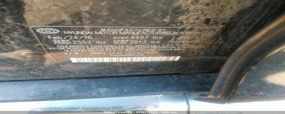5NPE34AF1GH401691 2016 HYUNDAI SONATA photo no. 9