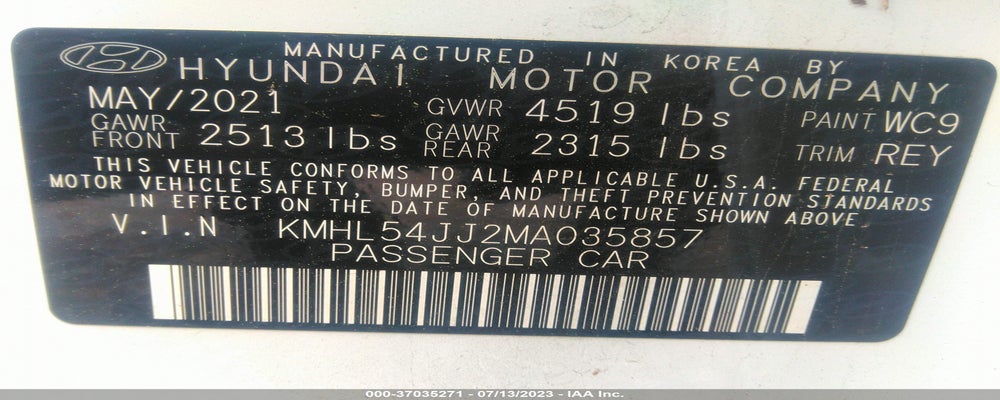 KMHL54JJ2MA035857 2021 HYUNDAI SONATA HYBRID photo no. 9