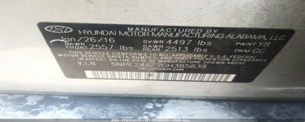 5NPE24AF7GH385838 2016 HYUNDAI SONATA photo no. 9