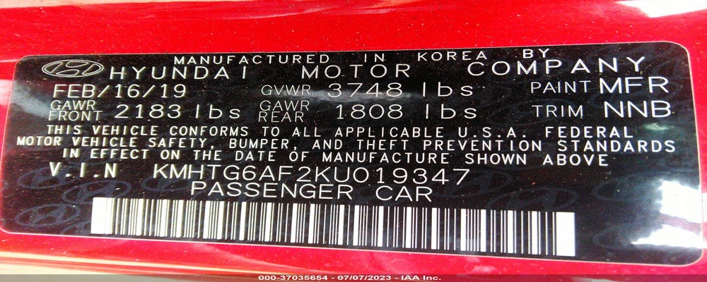 KMHTG6AF2KU019347 2019 HYUNDAI VELOSTER photo no. 9