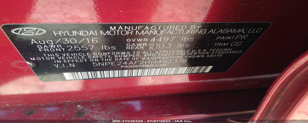 5NPE24AF2HH492376 2017 HYUNDAI SONATA photo no. 9