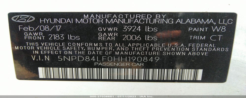 5NPD84LF0HH190849 2017 HYUNDAI ELANTRA photo no. 9