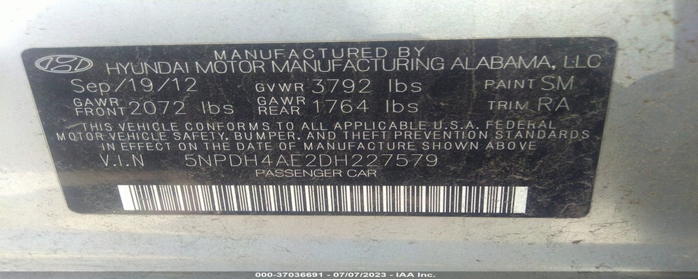 5NPDH4AE2DH227579 2013 HYUNDAI ELANTRA photo no. 9