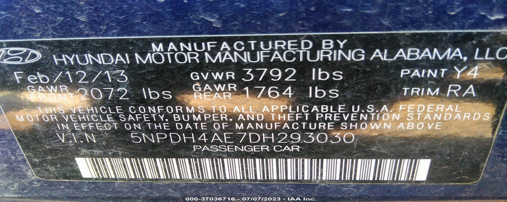 5NPDH4AE7DH293030 2013 HYUNDAI ELANTRA photo no. 9