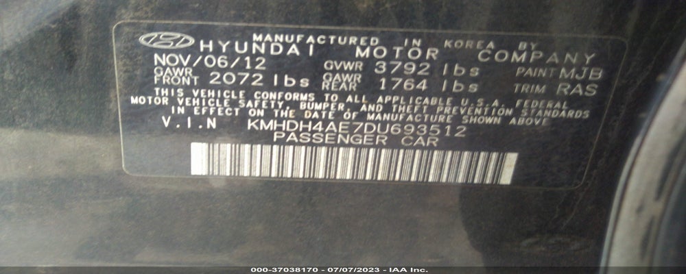 KMHDH4AE7DU693512 2013 HYUNDAI ELANTRA photo no. 9