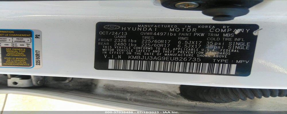 KM8JU3AG9EU826735 2014 HYUNDAI TUCSON photo no. 9