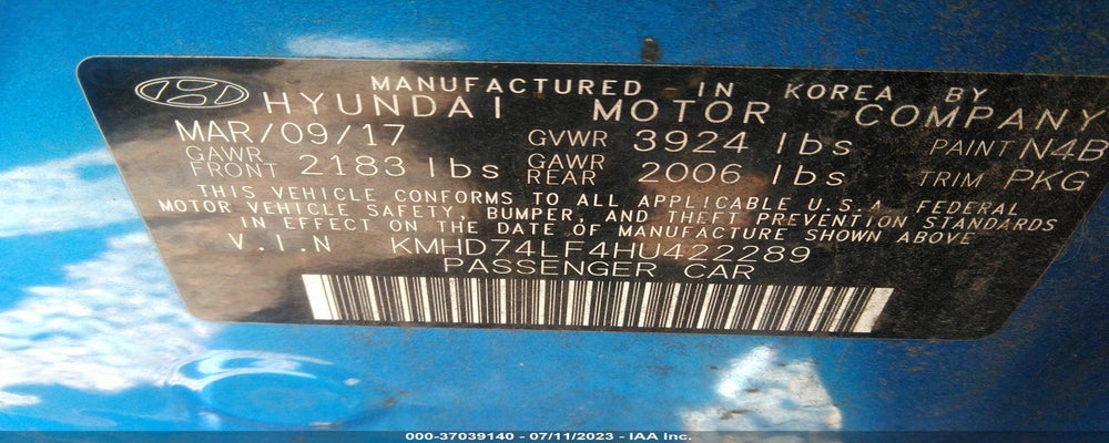 KMHD74LF4HU422289 2017 HYUNDAI ELANTRA photo no. 9