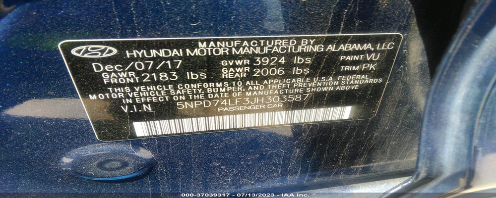 5NPD74LF3JH303587 2018 HYUNDAI ELANTRA photo no. 9