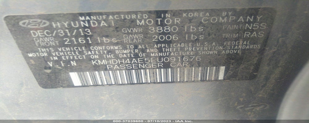 KMHDH4AE5EU091676 2014 HYUNDAI ELANTRA photo no. 9