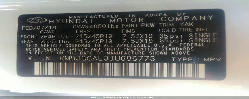 KM8J3CAL3JU686773 2018 HYUNDAI TUCSON photo no. 9