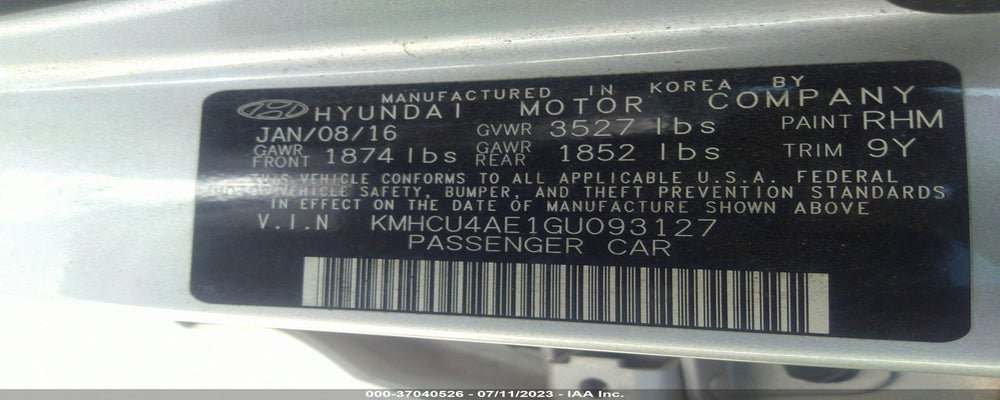 KMHCU4AE1GU093127 2016 HYUNDAI ACCENT photo no. 9