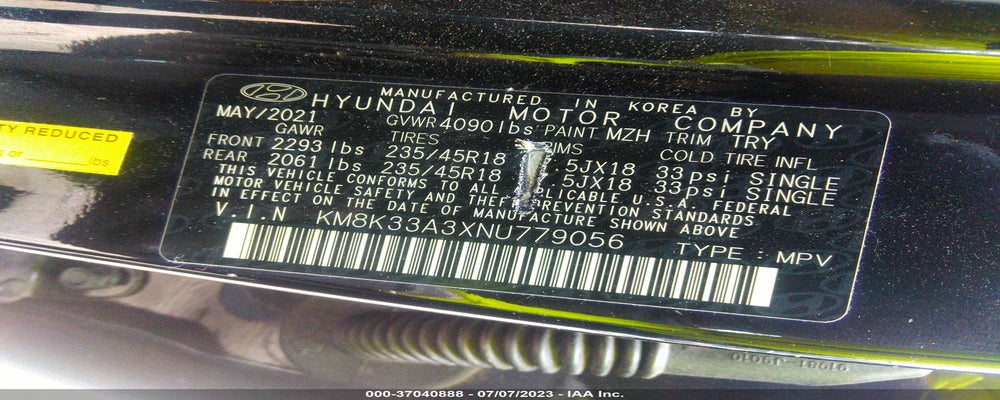 KM8K33A3XNU779056 2022 HYUNDAI KONA photo no. 9