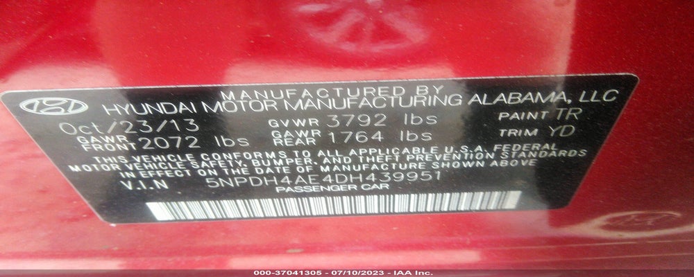 5NPDH4AE4DH439951 2013 HYUNDAI ELANTRA photo no. 9