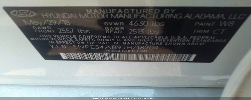 5NPE34AB9JH718204 2018 HYUNDAI SONATA photo no. 9