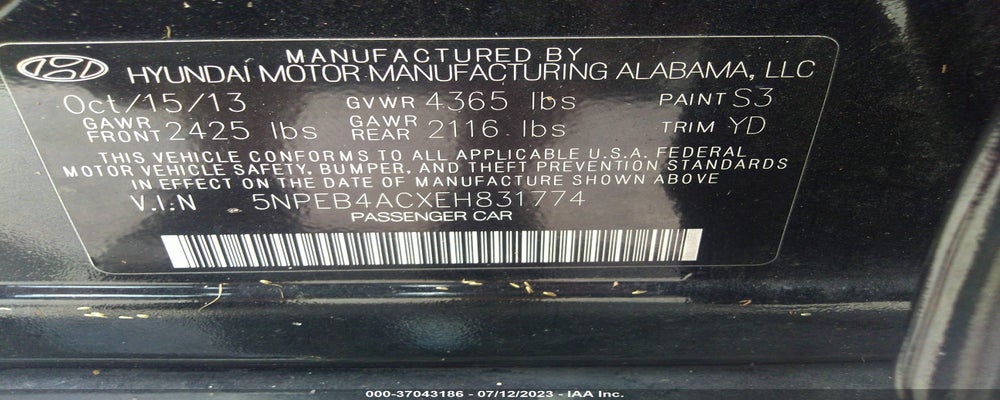5NPEB4ACXEH831774 2014 HYUNDAI SONATA photo no. 9