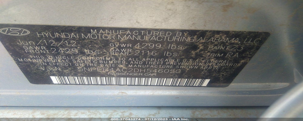 5NPEB4AC2DH546050 2013 HYUNDAI SONATA photo no. 9