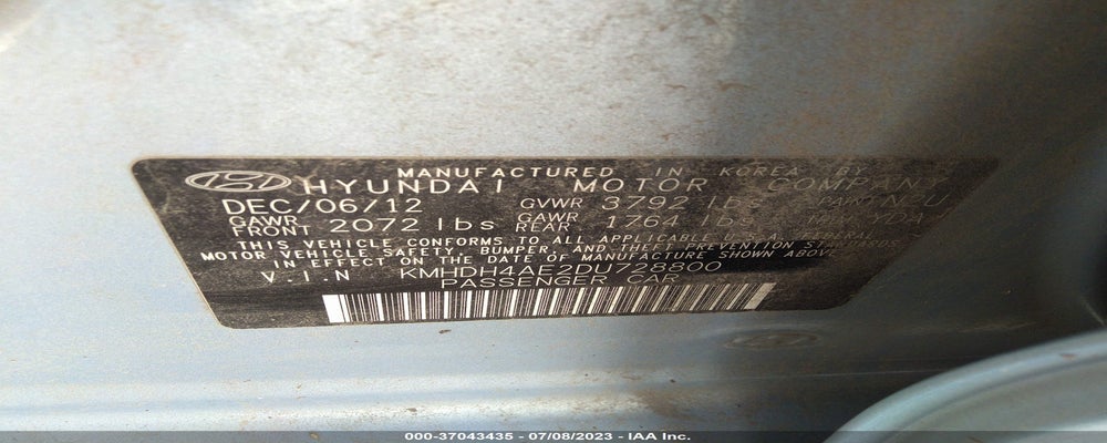 KMHDH4AE2DU728800 2013 HYUNDAI ELANTRA photo no. 9