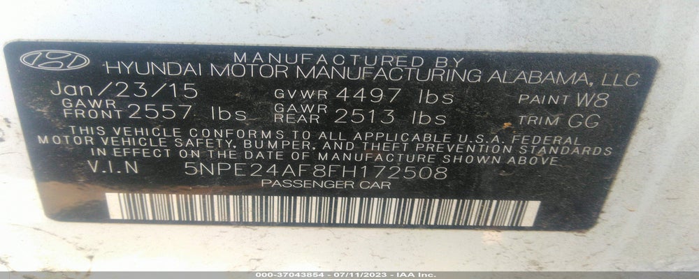 5NPE24AF8FH172508 2015 HYUNDAI SONATA photo no. 9