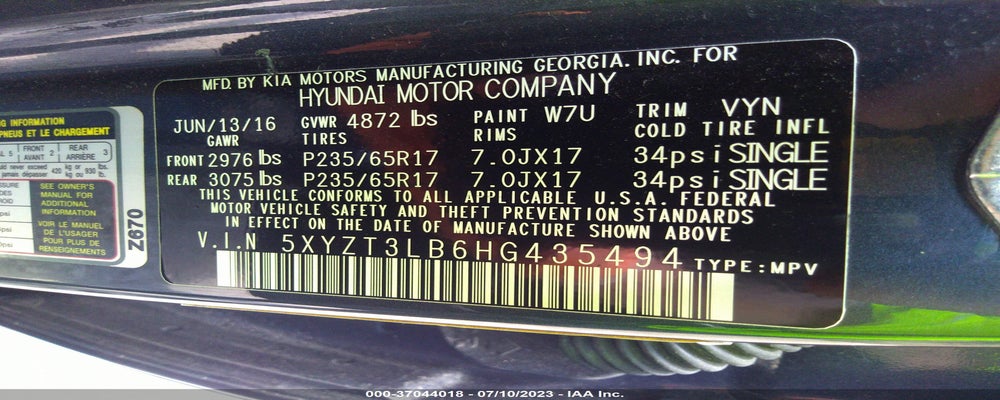 5XYZT3LB6HG435494 2017 HYUNDAI SANTA FE SPORT photo no. 9