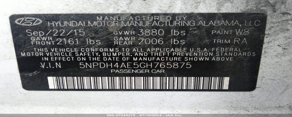 5NPDH4AE5GH765875 2016 HYUNDAI ELANTRA photo no. 9