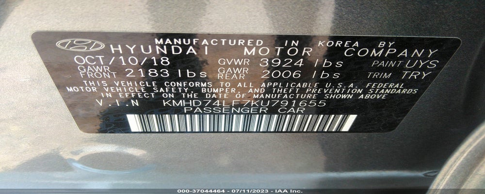 KMHD74LF7KU791655 2019 HYUNDAI ELANTRA photo no. 9