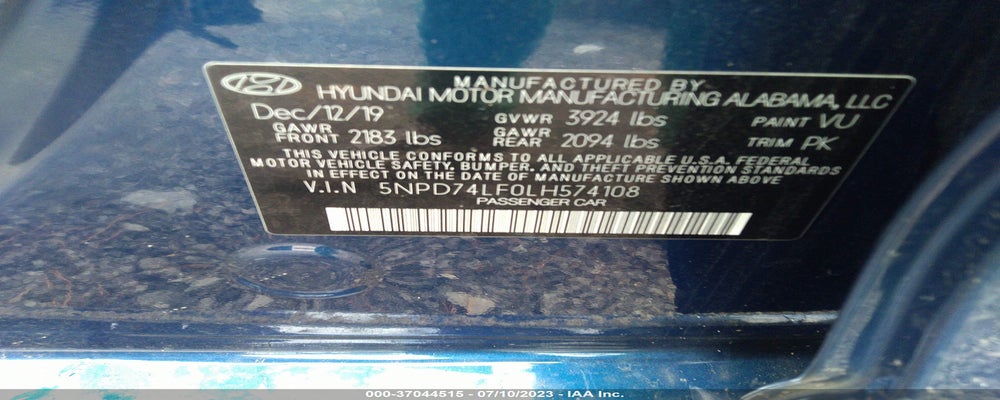 5NPD74LF0LH574108 2020 HYUNDAI ELANTRA photo no. 9