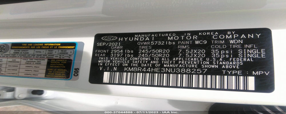 KM8R44HE3NU388257 2022 HYUNDAI PALISADE photo no. 9