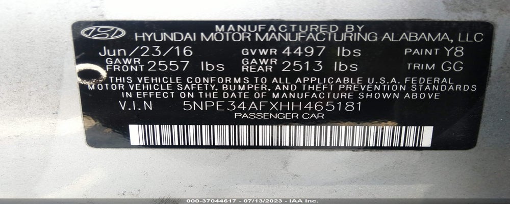5NPE34AFXHH465181 2017 HYUNDAI SONATA photo no. 9