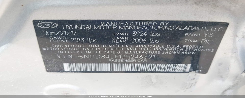 5NPD84LF1JH246691 2018 HYUNDAI ELANTRA photo no. 9