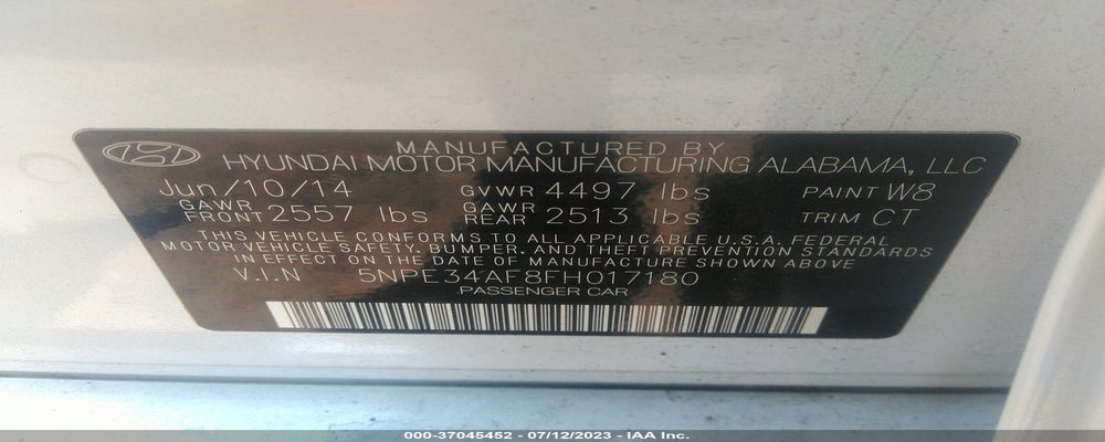 5NPE34AF8FH017180 2015 HYUNDAI SONATA photo no. 9