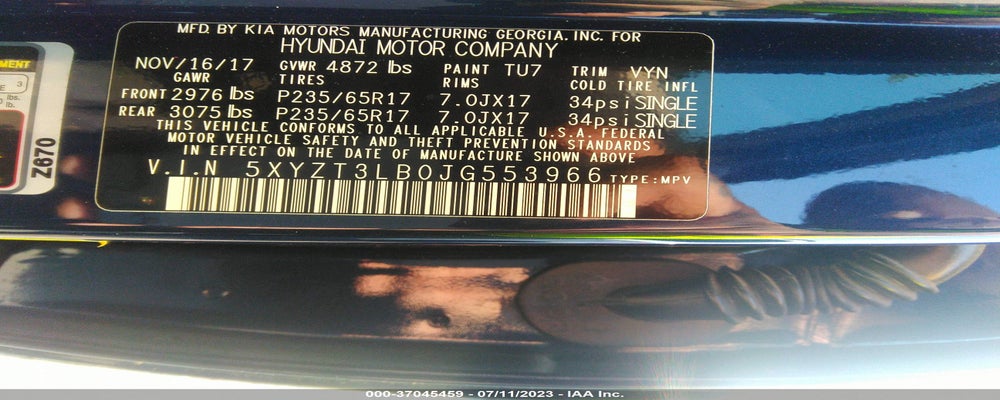 5XYZT3LB0JG553966 2018 HYUNDAI SANTA FE SPORT photo no. 9