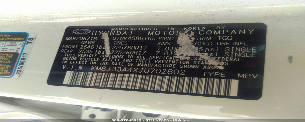 KM8J33A4XJU702802 2018 HYUNDAI TUCSON photo no. 9