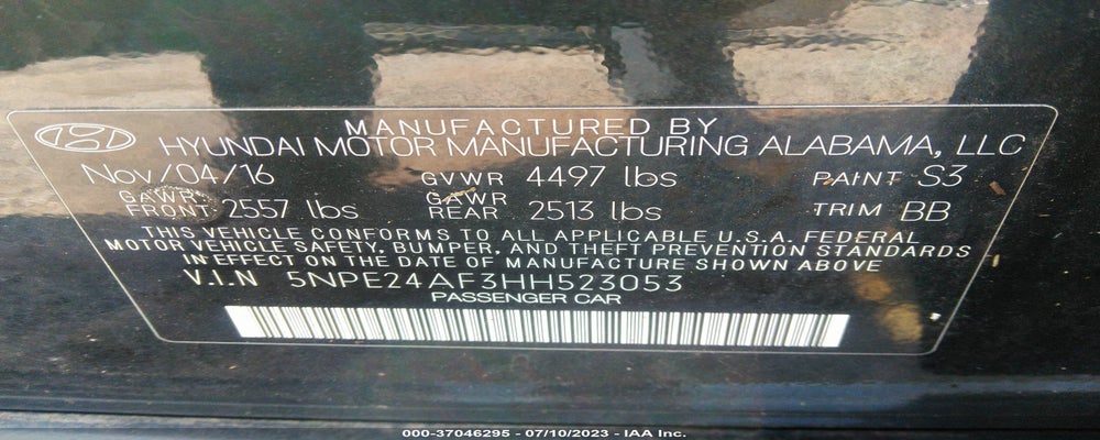 5NPE24AF3HH523053 2017 HYUNDAI SONATA photo no. 9