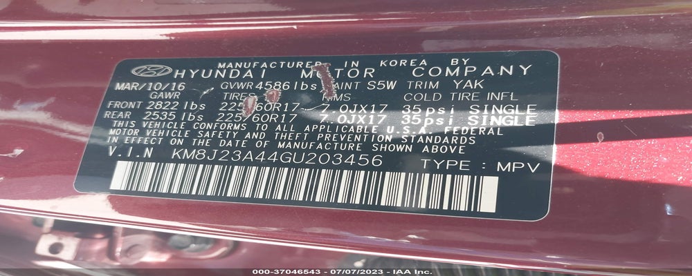 KM8J23A44GU203456 2016 HYUNDAI TUCSON photo no. 9