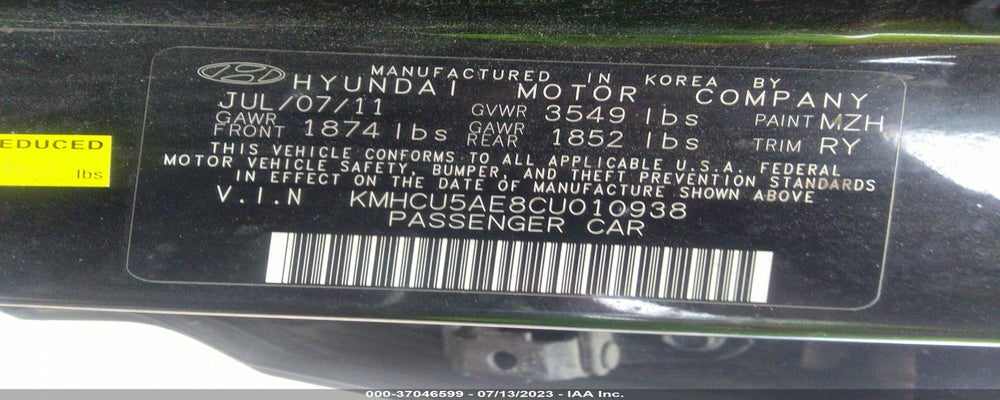KMHCU5AE8CU010938 2012 HYUNDAI ACCENT photo no. 9
