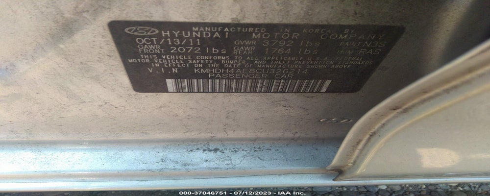 KMHDH4AE8CU326214 2012 HYUNDAI ELANTRA photo no. 9