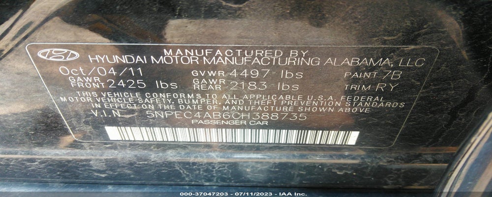 5NPEC4AB6CH388735 2012 HYUNDAI SONATA photo no. 9